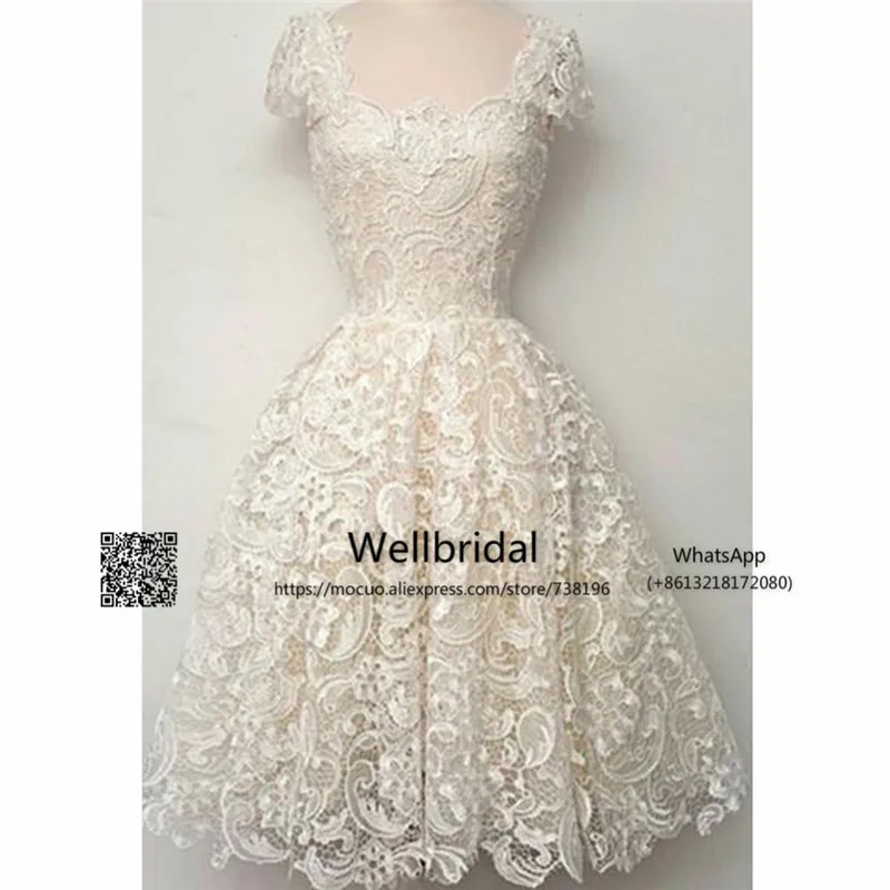 Cap Sleeves Ivory Lace Short Prom Dress Homecoming Dresses