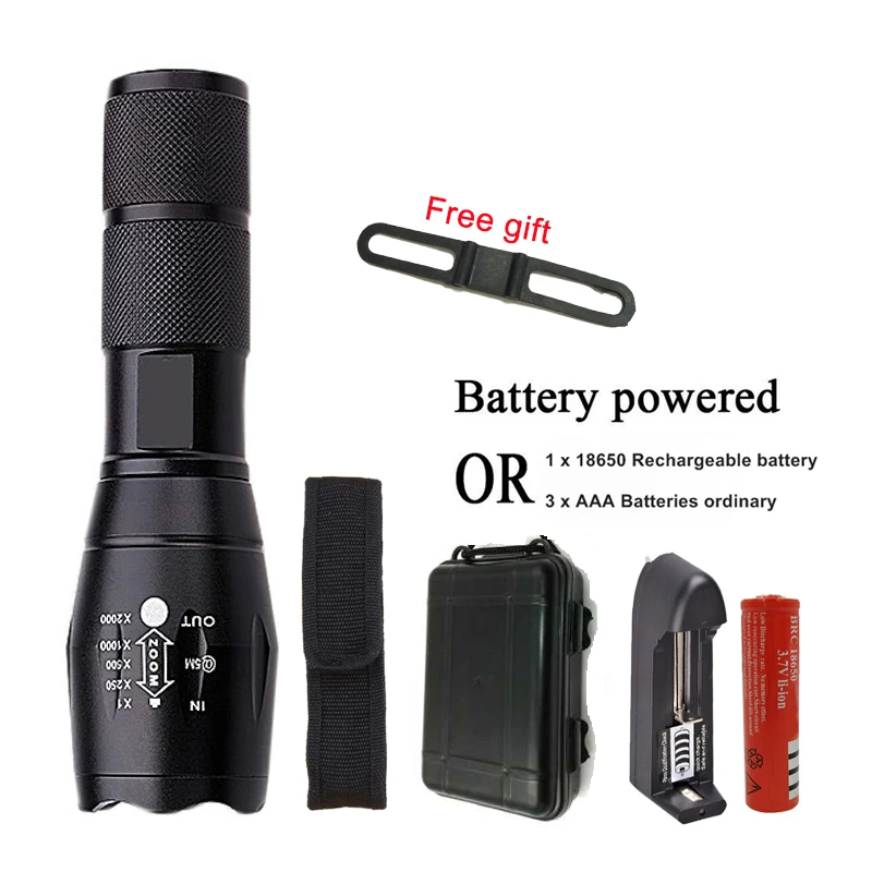 

Litwodz20 LED flashlight Torch Tactical Flashlight XM-L2 5 Modes Aluminum Lanterna Torch Flashlight Rechargeable 18650 battery