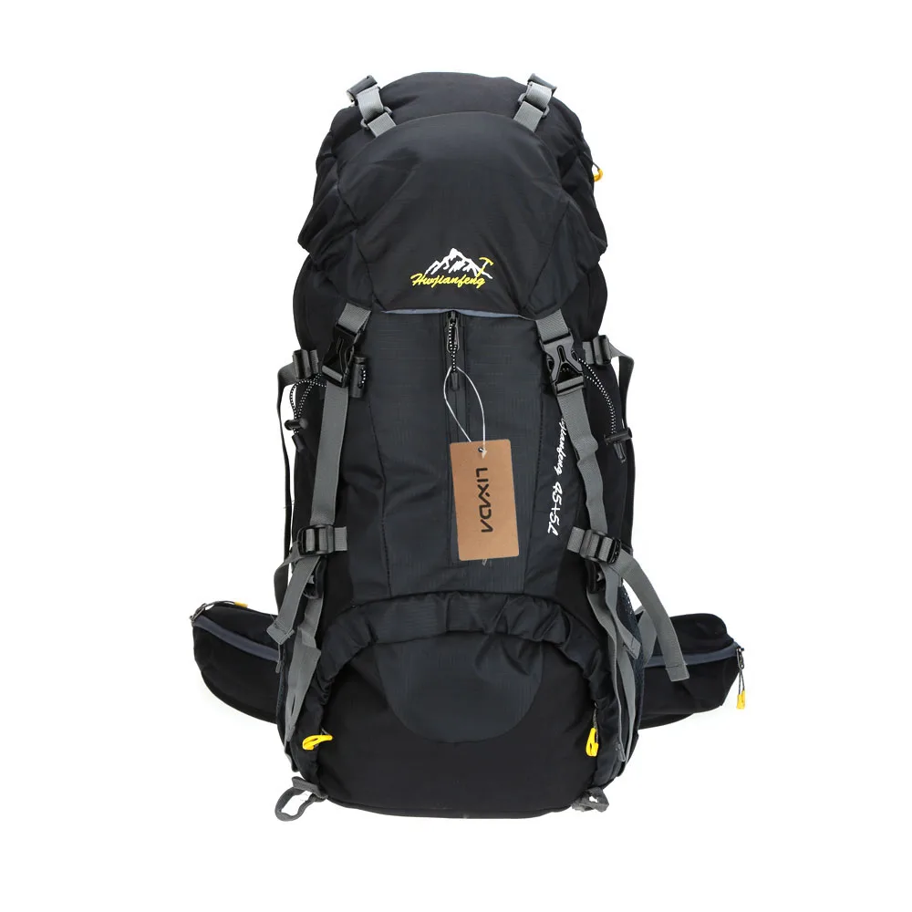 Lixada 50л походные сумки для скалолазания, ранец, спортивный рюкзак для кемпинга, нейлоновый рюкзак для скалолазания, Вместительная дорожная сумка с дождевиком - Цвет: Черный цвет