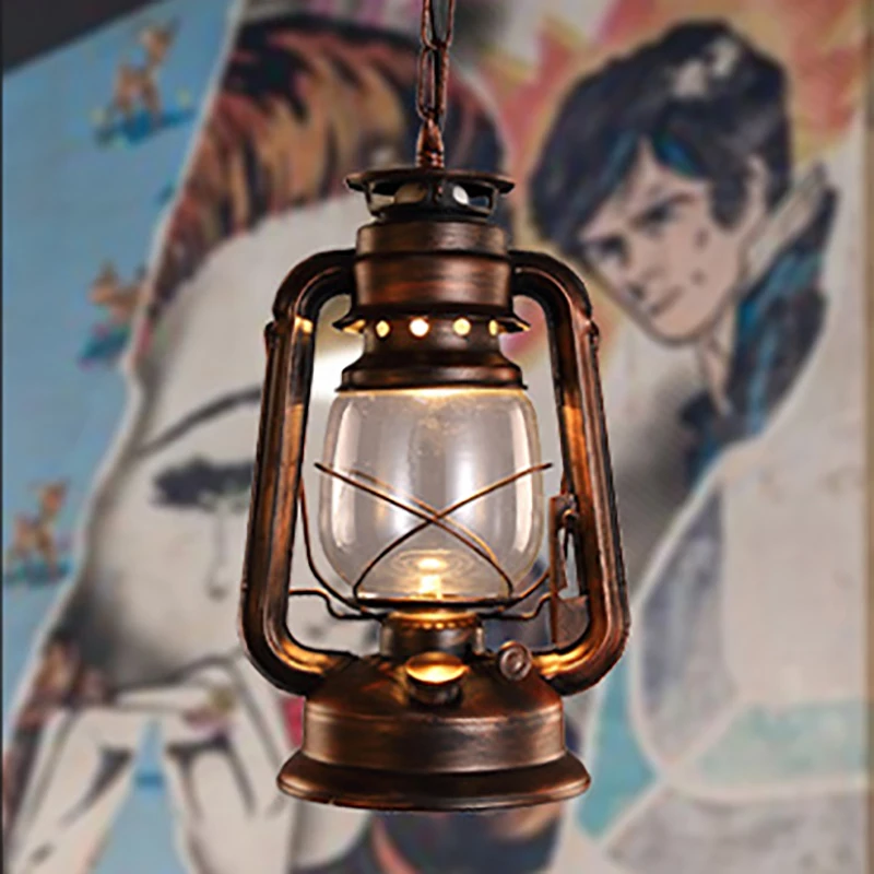 Винтаж Ретро Бронзовый Фонарь подвесной потолок лампы светодиодные фонари Лофт E27 220 V для Освещение для кухни гостиная/столовая/Салон/бар кафе