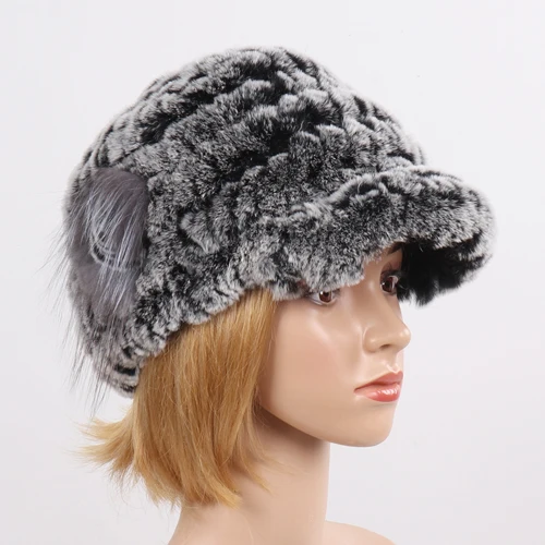 grey 1 Новинка, модная меховая шапка для девушек, женская зимняя шапка, натуральный настоящий мех кролика, шапка, шарф, люкс Качество, женская шапка из натурального меха, глушитель - Цвет: grey 1