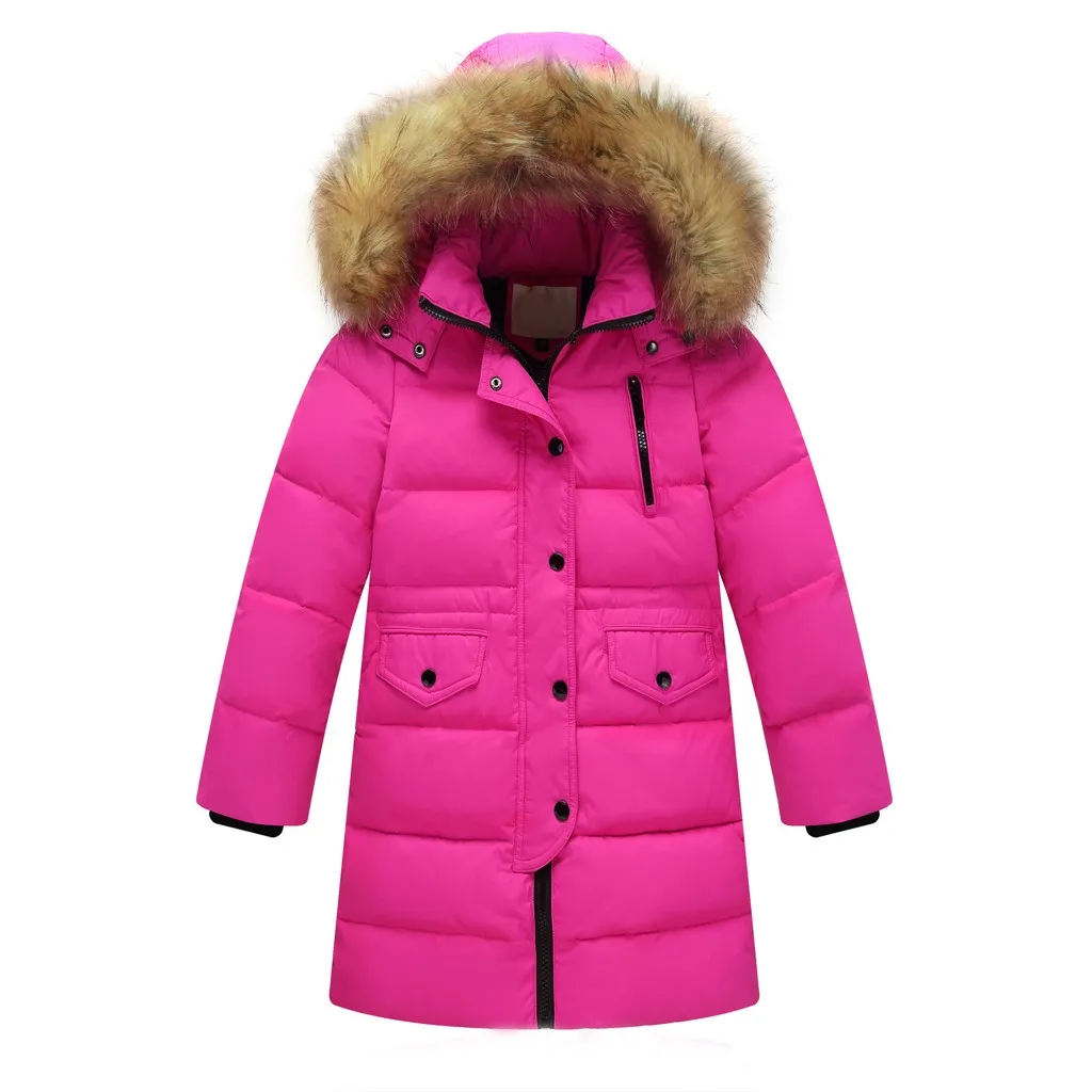 LONSANT/парки для девочек; зимняя куртка на пуговицах с длинными рукавами; Roupas Infantis Meisjes Jas Veste Fourrure; пуховое пальто; N30 - Цвет: Hot Pink