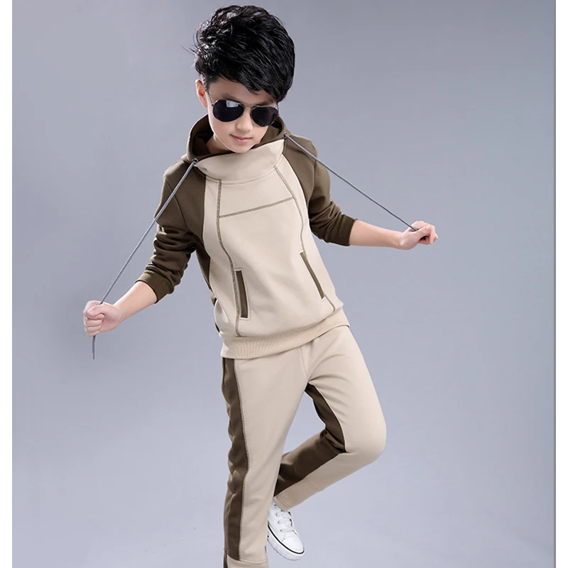 Boy Hooded Tracksuit Clothes set Kids Spring&Autumn Cotton School  Uniform Sport Suit Boys Clothing Sets 4 6 8 10 12 14 year 
