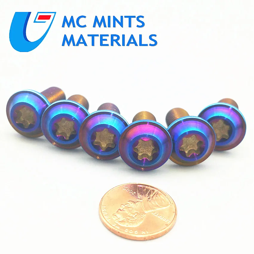 Титан болты мотоцикл оболочки модификации дисковые тормоза M8 x20mm Ti Болт сожгли синий звездообразный ключ 2/5/6 шт Ti винты Ti Застежка