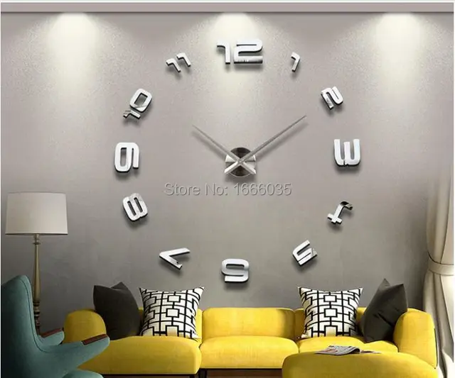 Luxus DIY 3D Wanduhr Modern Design Große Größe Spiegel Oberfläche ... Luxus DIY 3D Wanduhr Modern Design Große Größe Spiegel Oberfläche ...