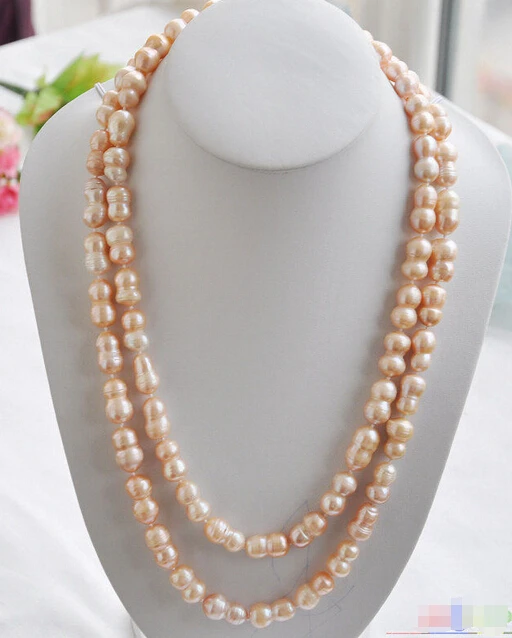 

HOT## Wholesale >>> P4260 50" 20mm PINK peanut DOUBLE BAROQUE FRESHWATER PEARL NECKLACE