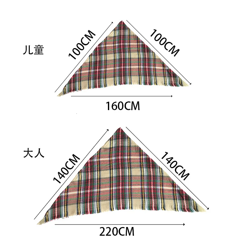 Аксессуары для одежды, шарфы и палантины, осенне-зимний треугольный шарф в клетку