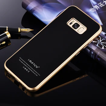

Original iMatch Aluminum Metal Phone Case For Samsung Galaxy S8/ S8 Plus Luxury 9H Hardness Tempered Glass Hard Back Cases Cover
