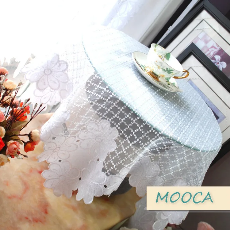 

white flower embroidered table cloth 85x85cm cloth cover