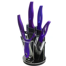 Hochwertige Keramik Messer Set 3 “4” 5 “6” Zoll Keramik Schwarze Klinge Küchenmesser Sets + Peeler + Acryl Messer Halter Kochen Werkzeuge