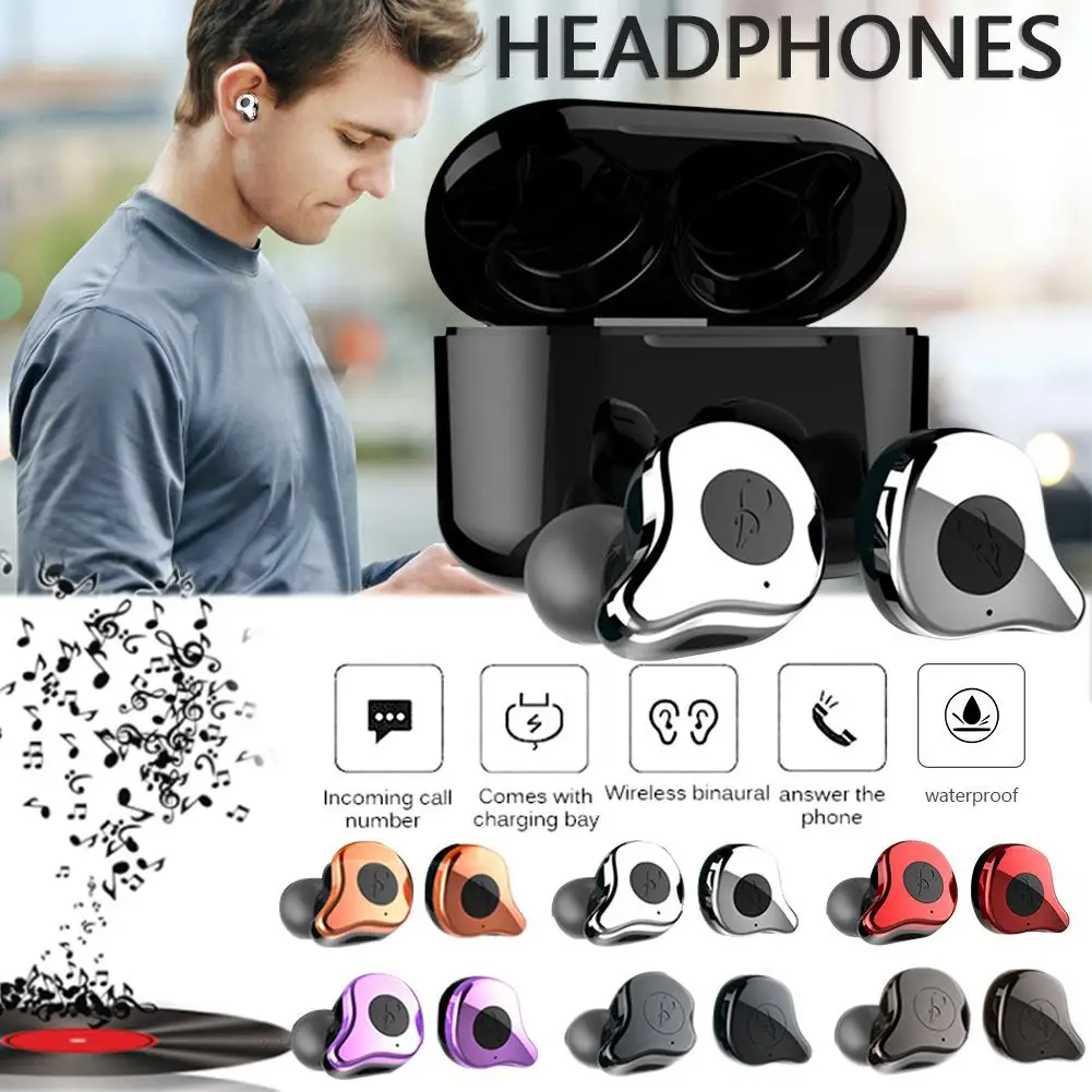 

Bluetooth 5.0 Earphone Waterproof Wireless Headset TWS Head Phones fone de ouvido with 400mA Charger Box Case 2402-2482MHZ