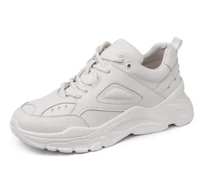 Mcacchi/женские белые кроссовки; фирменный дизайн; обувь на танкетке со шнуровкой; женская обувь для отдыха; женские кроссовки на толстой платформе - Цвет: Breathable Beige