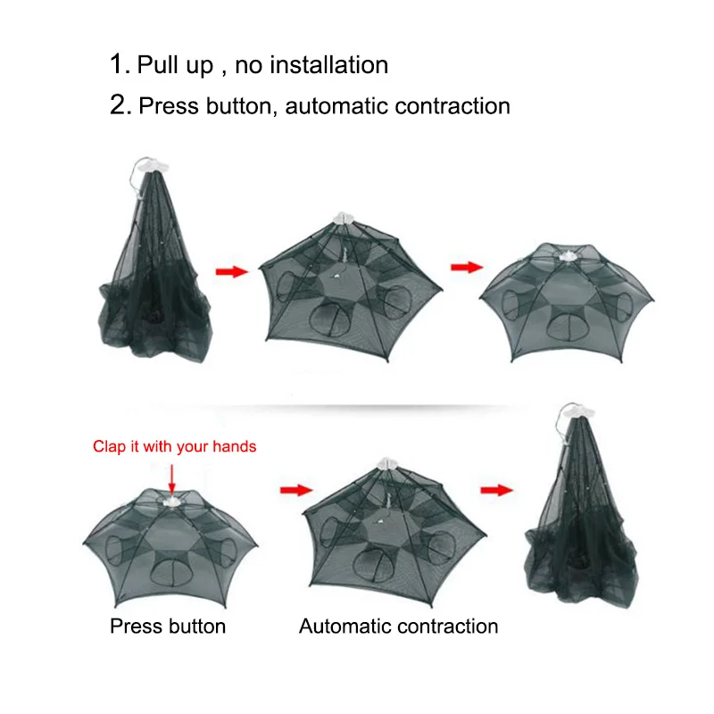 Портативная рыболовная сеть, нейлоновая автоматическая складная ловушка для ловли рыбы, ловушка для ловли рыбы, креветок, Minnows, краб, литая сетка, 88 YS-BUY