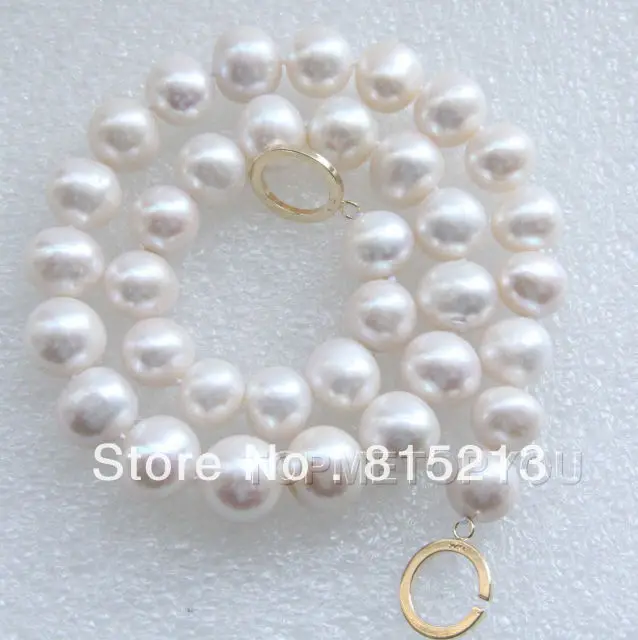 

ddh00154 WOW ! 12mm - 15mm Natural real white freshwater pearls necklace