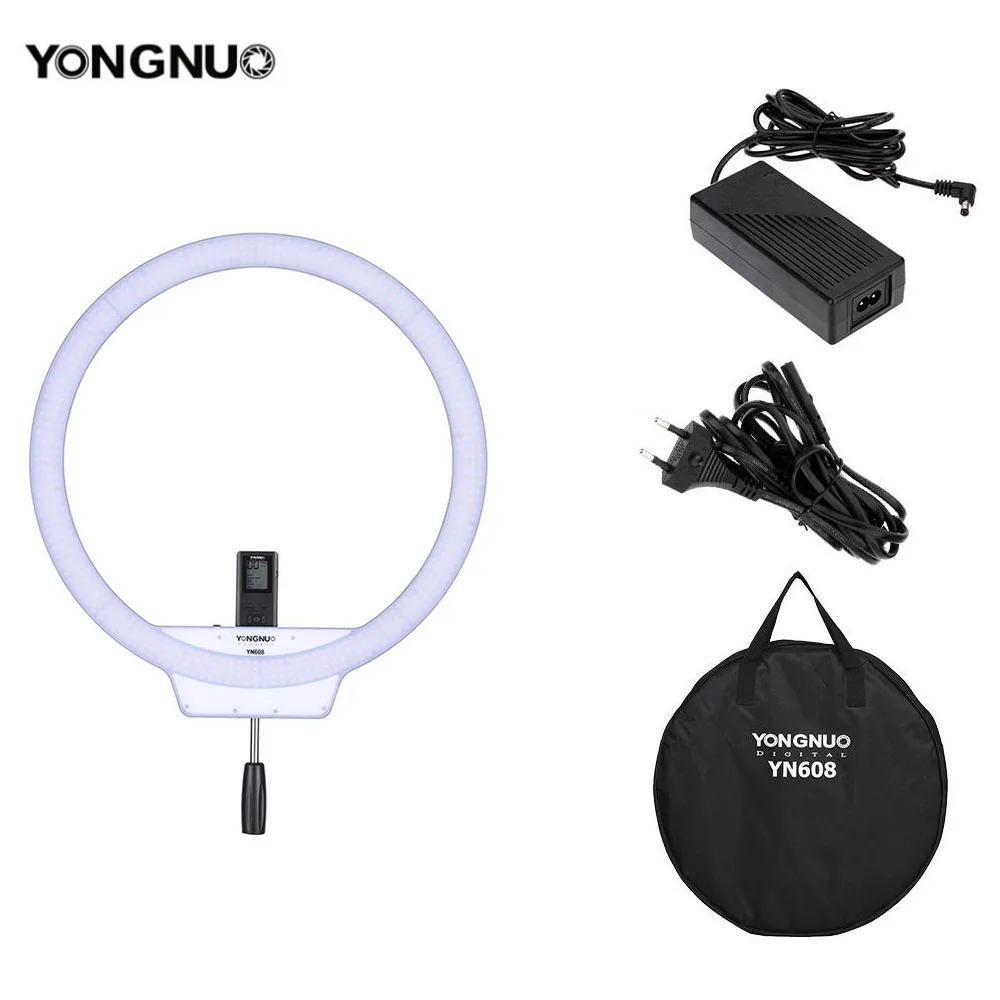 

YONGNUO YN608 Annular LED Ring Light 3200K~5500K Bi-Color Temperature Photo Lamp with Power Adapter