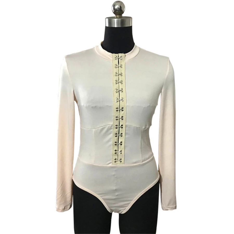 Fashion Sexy Women Long Sleeved Solid Bodysuits High Waist Skinny Bodysuits Multi-row buckles O-neck One Piece Body Bodysuits Fashion Sexy Women Long Sleeved Solid Bodysuits High Waist Skinny Bodysuits Multi-row buckles O-neck One Piece Body Bodysuits