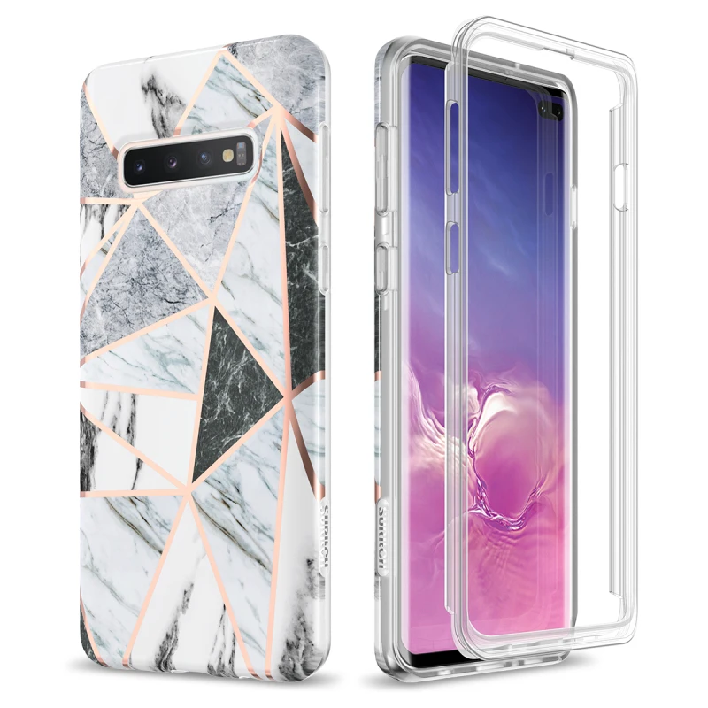 

Yokata 2 in 1 Soft Marble Case For Samsung Galaxy S10 Plus Case For Shockproof Full Protective Slim Cover For Samsung Galaxy S10