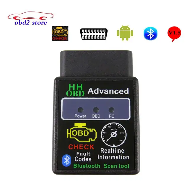 Advanced HH OBD ELM327 Bluetooth V1.5 OBD2 ELM 327 V 1.5 Car Diagnostic ...