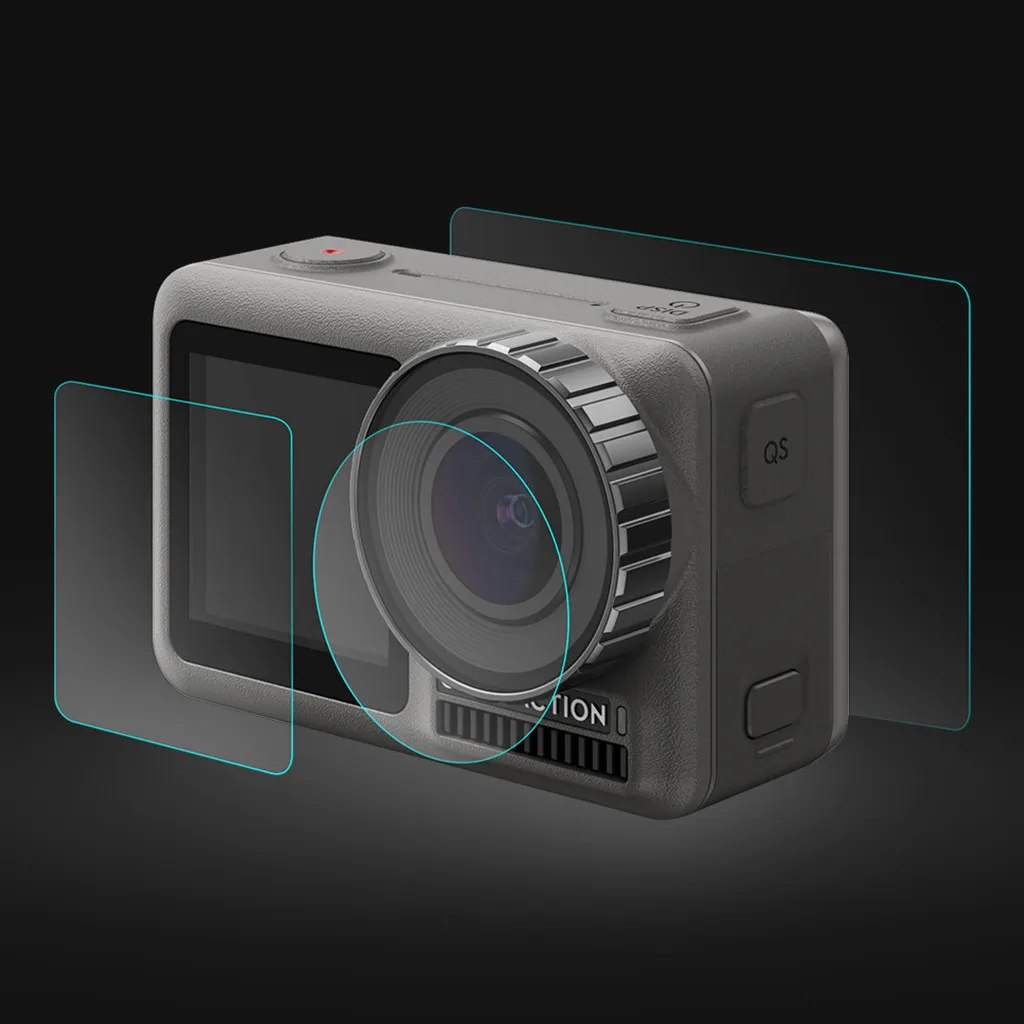 2 комплекта для DJI OSMO Action camera закаленное прозрачное ПЭТ пленка двойной экран+ защита объектива для DJI Osmo аксессуары для экшн-камеры L0529 - Цвет: 2Set Tempered film