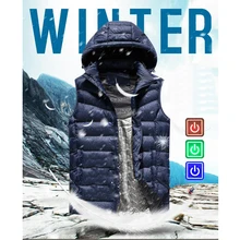 Мужская зимняя верхняя одежда с подогревом, с USB, с капюшоном, с подогревом, без рукавов, куртка, пальто, Регулируемый контроль температуры, безопасная одежда, DSY005