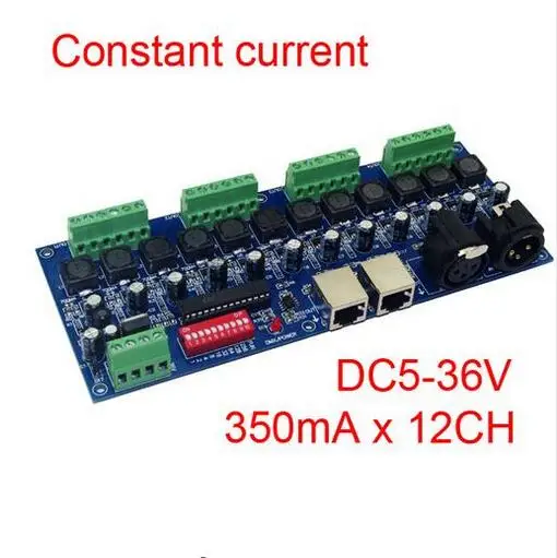 

best price 1 pcs DC5-36V 350ma constant current 12 channel dmx 512 decoder with RJ45 XRL 3P