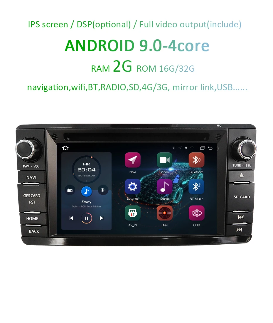 Sale DSP 2 DIN Android 9.0 4G RAM 64G ROM GPS RADIO For Mitsubishi Outlander 2013-2016 Pajero dvd Player screen multimedia navigation 3