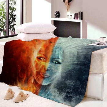 

Water Fire Devil Plush Blanket Super Comfortable Fabric Thin Blanket Spring and Autumn Shawl Beach Towel Blanket Bed Towel
