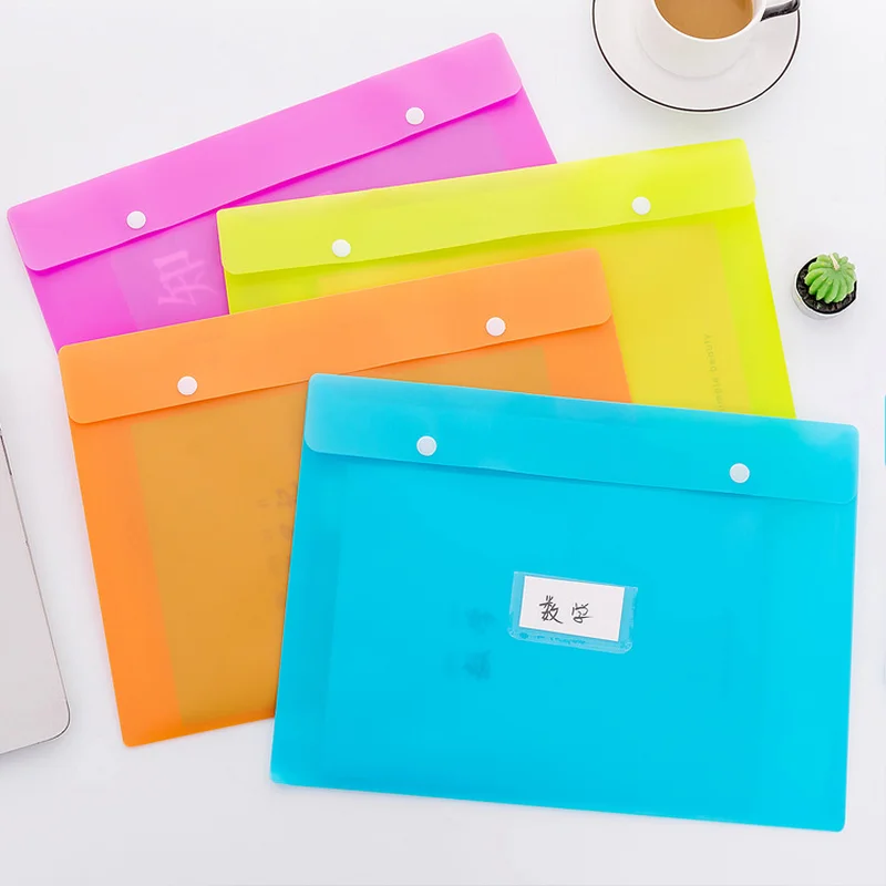 

Creative Fashion Simple Snap Candy Colors Big Capacity File Bag Student Office Learning Waterproof Storage Bags Stationery