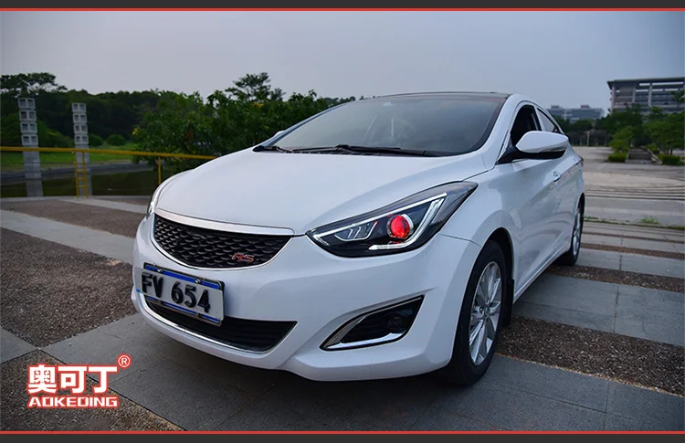 AKD Тюнинг автомобилей Фара для hyundai Elantra 2012- фары светодио дный DRL ходовые огни би-ксенон луч Противотуманные фары ангельские глазки