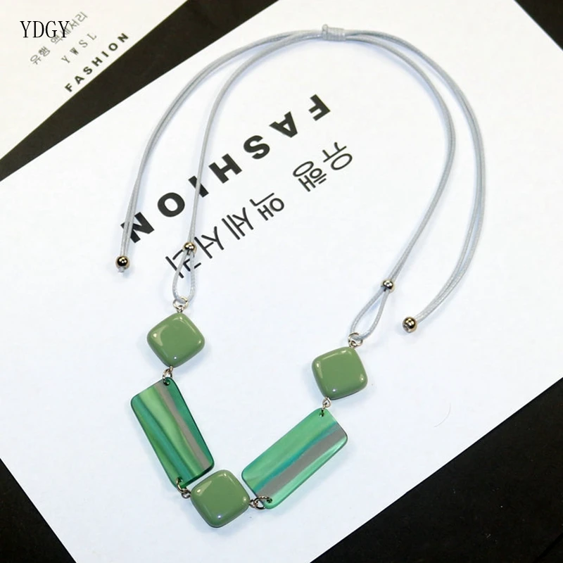 YDGY2019 летнее новое ожерелье художественная Геометрическая ручная плетеная Смола регулируемая Женская цепочка ключицы