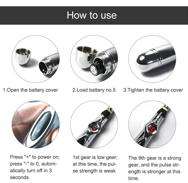 Meridian Energy Pen With 3 Replaceable Massage head Electric Acupuncture Magnet Therapy Heal Massage Pen 9 Grades Adjustable (11)