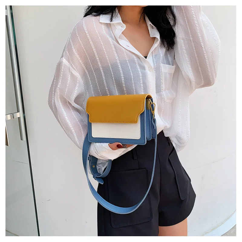 

Women Messenger Bag Female Summer Small Fresh 2019 New Brand Designer Shoulder Bag Fashion Contrast Color Small Square Handbag