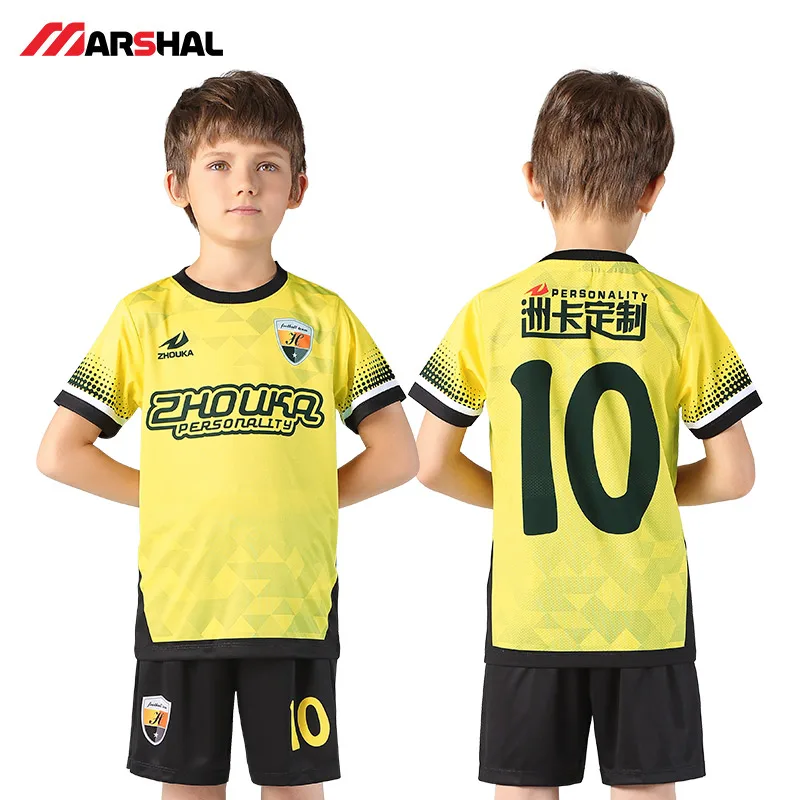 

Zhouka 1 Set Customized Jersey Football 2019 Soccer Uniform Suit Boys Children 100+ Polyester Kit Dry Breathable Tracksuit Men