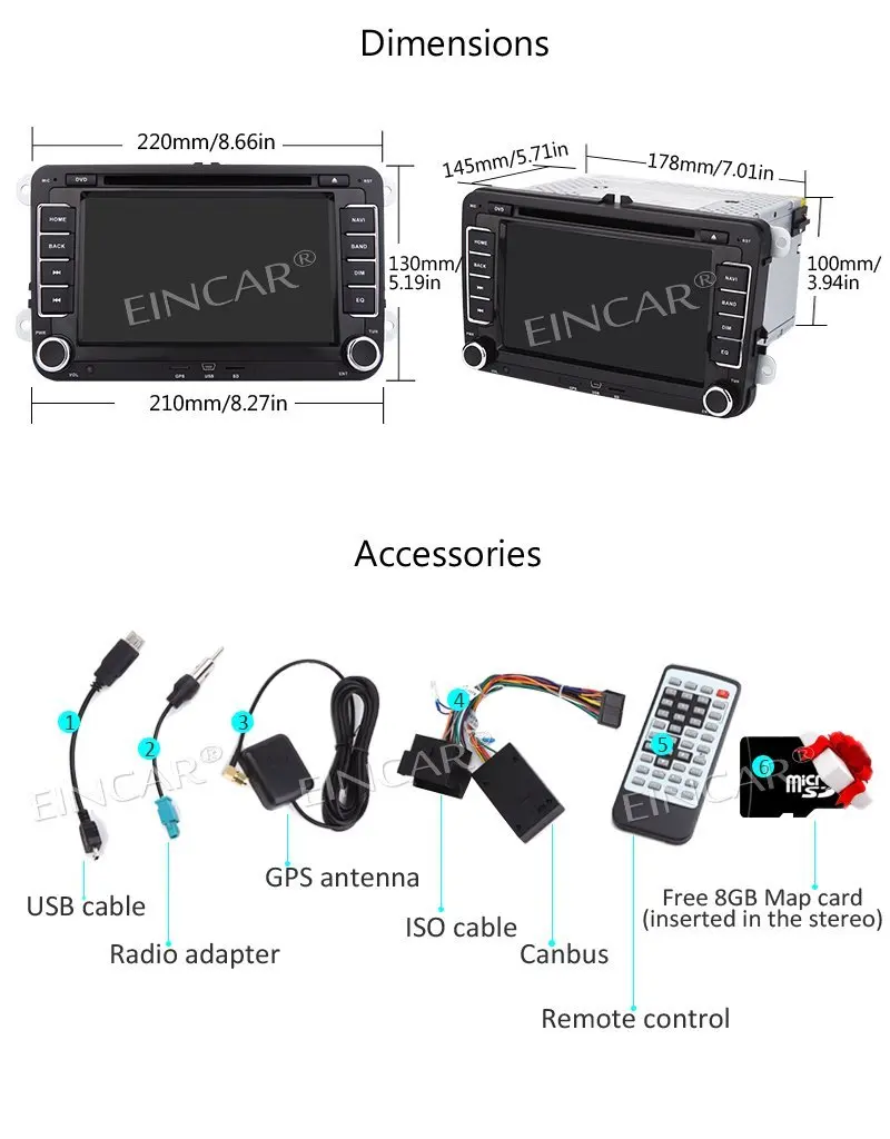 Flash Deal 2 Din Car Radio Stereo DVD Player for VW Golf Skoda Jetta Passat Polo Support GPS SWC/Bluetooth/USB SD/Cam-In/Reverse Camera 5