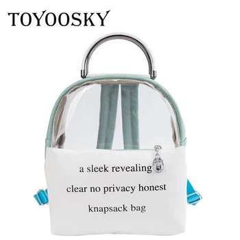 

TOYOOSKY Printing Letter Clear PVC Transparent Backpack Jelly Schoolbag For Teenage Girls Women Student Fashion Book Bag