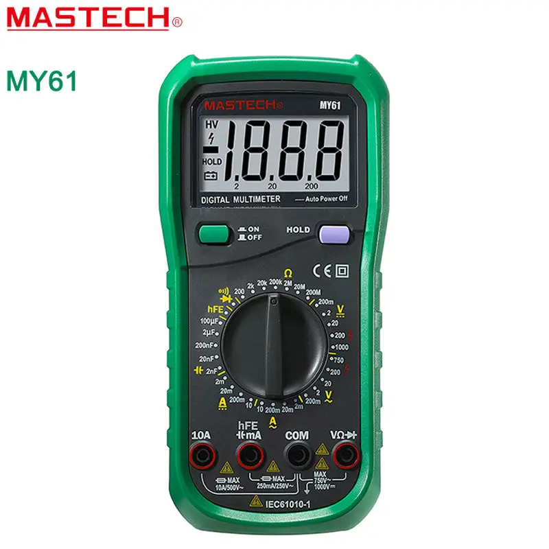 MASTECH MY61 Digital Multitester DMM Frequency Capacitance Temperature Meter Tester w/ hFE Test Ammeter Multimeter Testers Meter digital multimeter w temperature capacitance frequency test lcr meter ammeter analog multitester