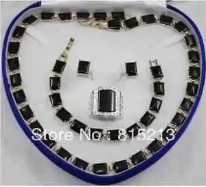 

Free shipping ddh0594 New - noble natural black onyx jewelry gift box set AAA+