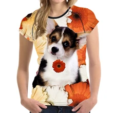 Forudesigns/3D милая собака Товары для кошек цветок тренажерный зал Фитнес Для женщин футболка короткий рукав быстросохнущая футболка Спортивная животных blusas femininas
