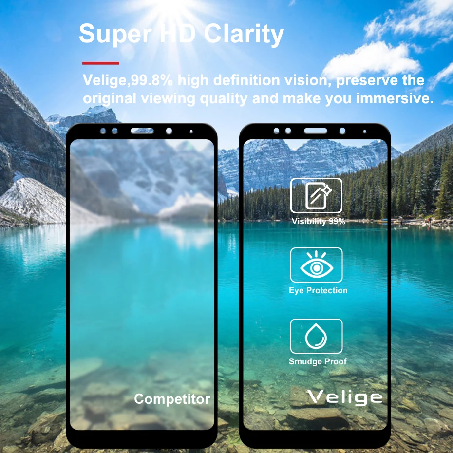 Velige Full Cover Tempered Glass For Xiaomi Redmi 5 Plus Xiomi Redmi5 Redmi 5 Plus Screen Protector 9H Protective Glass Film (5)