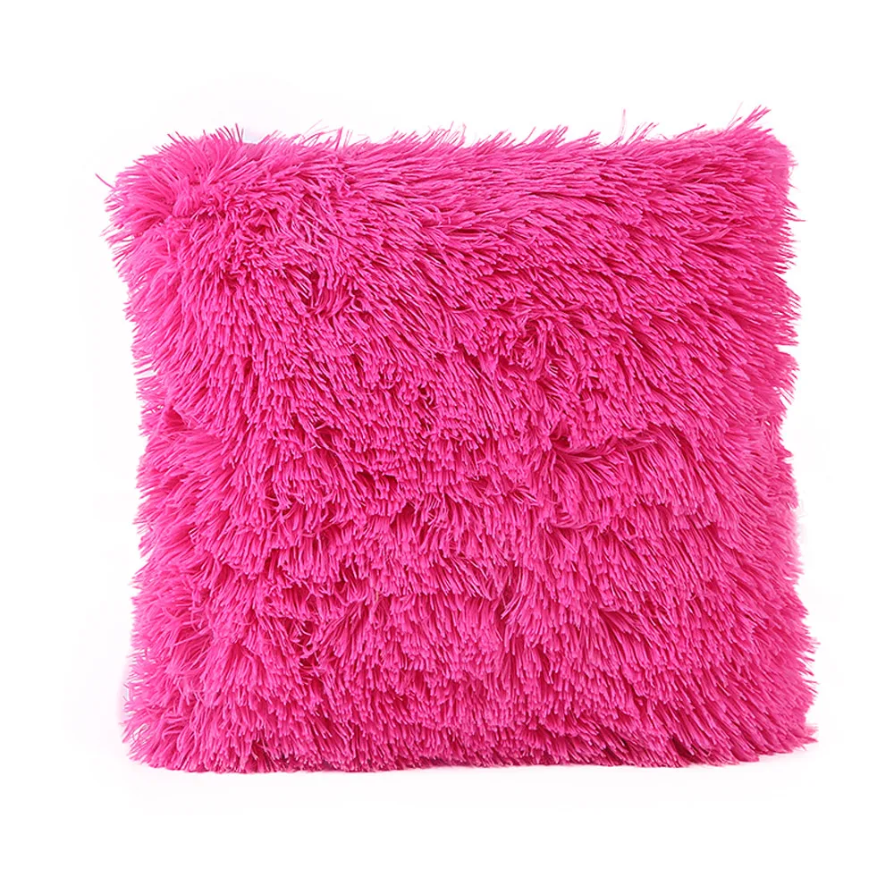 Твердый Мягкий плюшевый искусственный мех Декоративные Чехлы для подушек подушки для дома диван-кресло домашнее украшение гостиницы - Цвет: Hot Pink