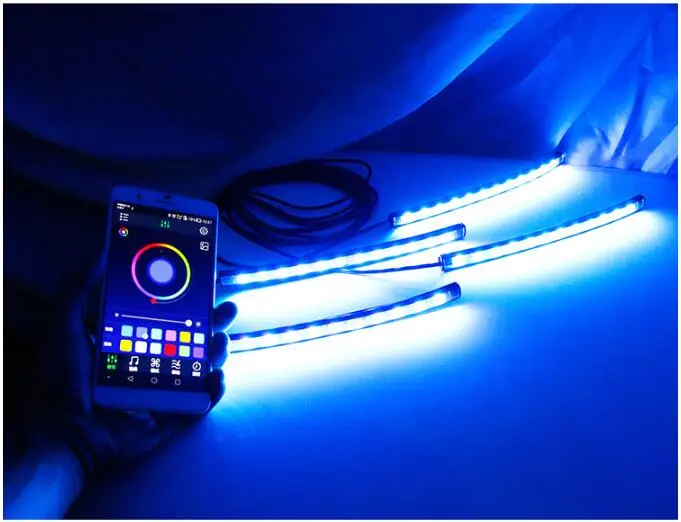 

Car RGB LED Strip Light decorative lights Usb plug car interior Colors Car Styling Atmosphere Lamps Light12V 4pcs APP control