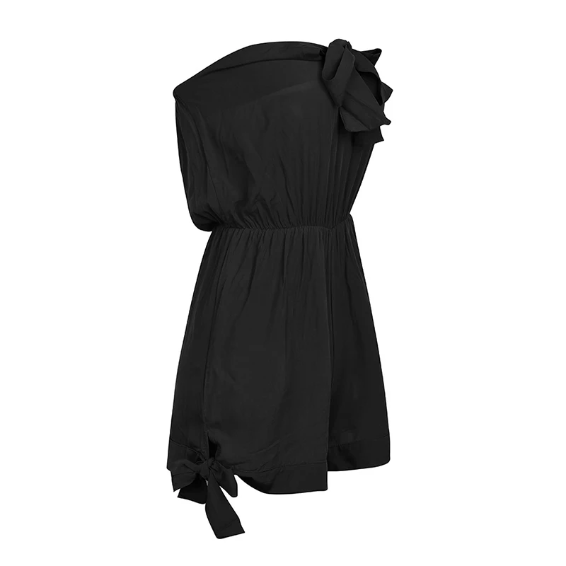 2019 New Fashion Women's Playsuit Woman Causal Lace Up Black Short Romper Ladies Sexy Holiday Beach Jumpsuits Holiday Overall