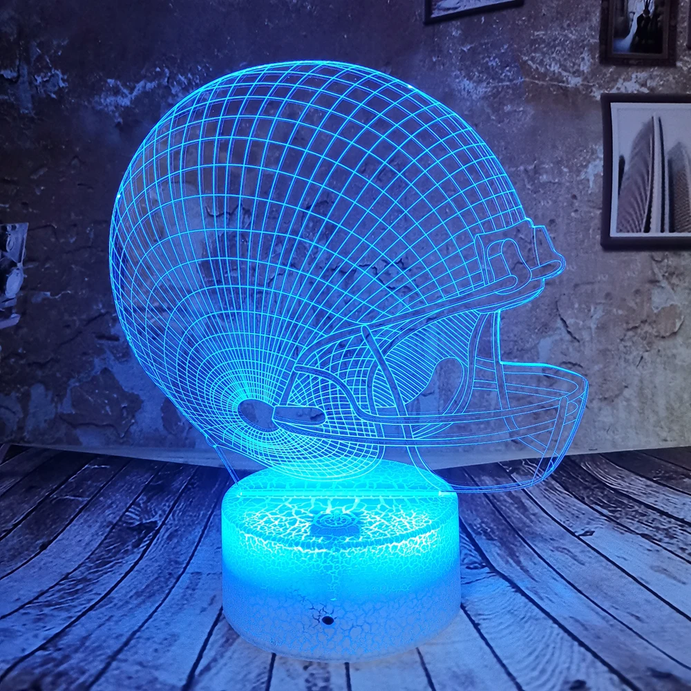 

Drop Shipping Cool Helmet 3D Night Light Lamp Led illusion Light 7 color USB Touch Remote Boys Gifts Bedroom Lamp Home Decor