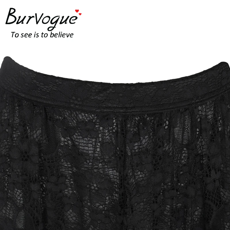 Burvogue, Новое поступление, женские кружевные юбки в стиле стимпанк, эластичная резинка на талии, Цветочные Макси юбки, Готическая длинная юбка, женская черная