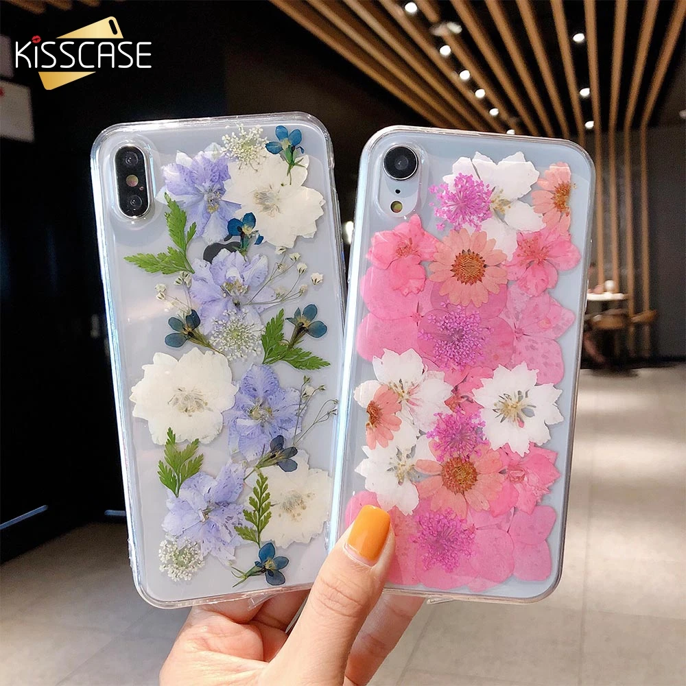 

KISSCASE Soft TPU Case For iPhone 7 XR XS MAX 8 7 Plus 8 Plus CASES Epoxy Dried Flowers For iPhone 6 Plus 6s Plus Coque Shell