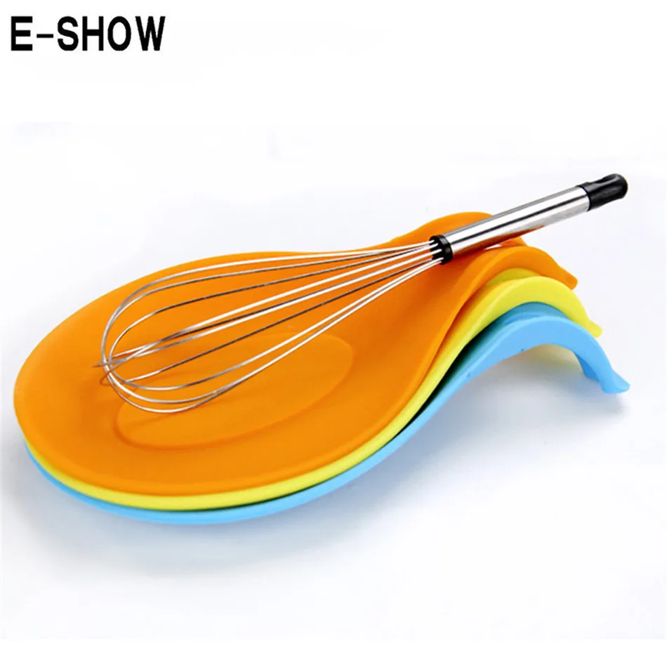 Silicone Spoon Rest Kitchen Gadgets Non-stick Food Grade Silicone Spoon Rest Spatula Holder Cooking Tools Spatula Brush Mat (6)