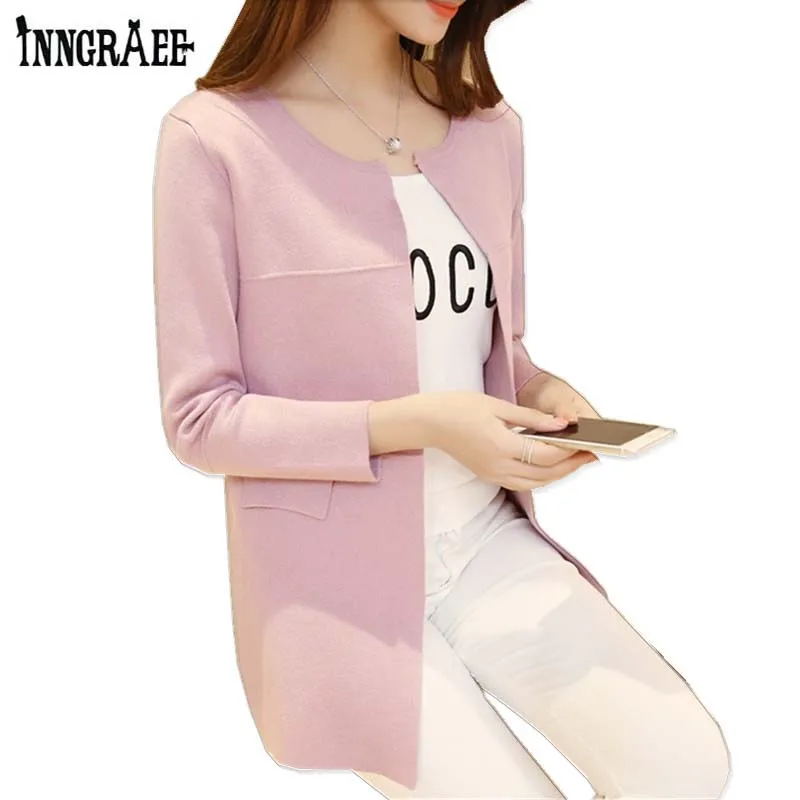 Long Cardigan Women 2016 New Fashion Autumn Winter Sweater Women Long Sleeve Knitted Cardigan Female Tricot Women Clothes NS2511