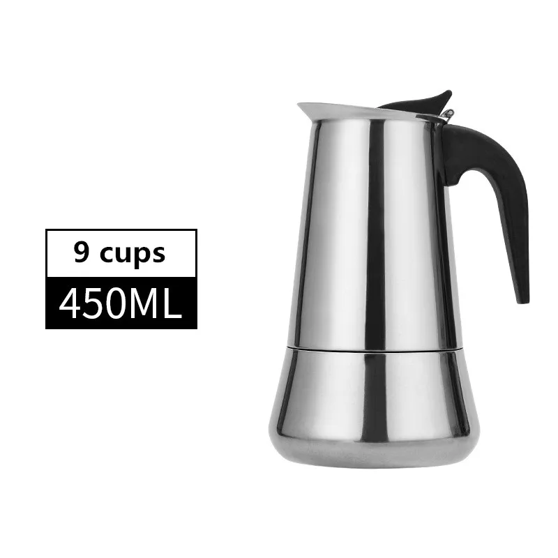 12 чашек/600 мл, большая емкость, эспрессо, Moka Pot, нержавеющая сталь, 304, латте, Перколятор, офисные, семейные, вечерние, восьмиугольный кувшин для кофе - Цвет: 9cups-450ml-B