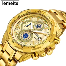 TEMEITE Top Brand Luxury Gold Big Dial Men's Quartz Watches Waterproof and shockproof Wristwatch Male Military Watch TEMEITE Top Brand Luxury Gold Big Dial Men's Quartz Watches Waterproof and shockproof Wristwatch Male Military Watch