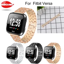 Сменный ремешок для Fitbit Versa, пять бусин, пять рядов, полностью инкрустированные стразы, ремешок для часов, браслет, металлический браслет